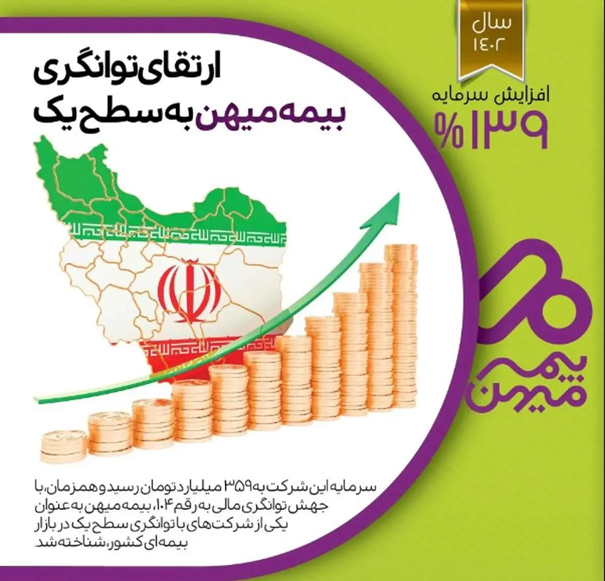 ارتقای توانگری بیمه میهن به سطح یک