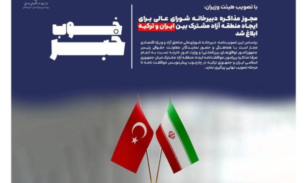 مجوز مذاکره دبیرخانه شورایعالی مناطق آزاد برای ایجاد منطقه آزاد مشترک ایران و ترکیه ابلاغ شد مجوز مذاکره دبیرخانه شورایعالی مناطق آزاد برای ایجاد منطقه آزاد مشترک ایران و ترکیه ابلاغ شد