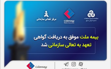 بیمه ملت موفق به دریافت «گواهی تعهد به تعالی سازمانی» شد